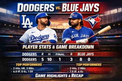Dodgers vs Toronto Blue Jays Match Player Stats