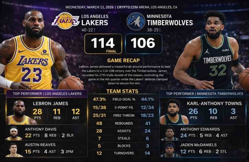 Lakers vs Timberwolves Match Player Stats
