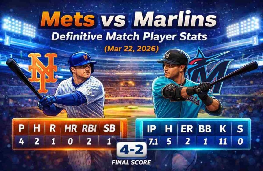 Mets vs Marlins Definitive Match Player Stats (Mar 22, 2026)