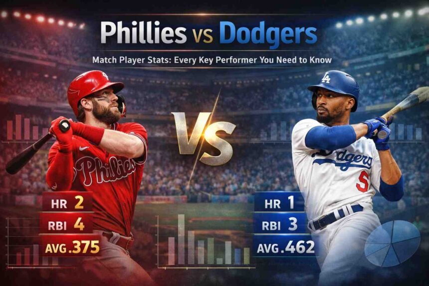 phillies vs dodgers match player stats